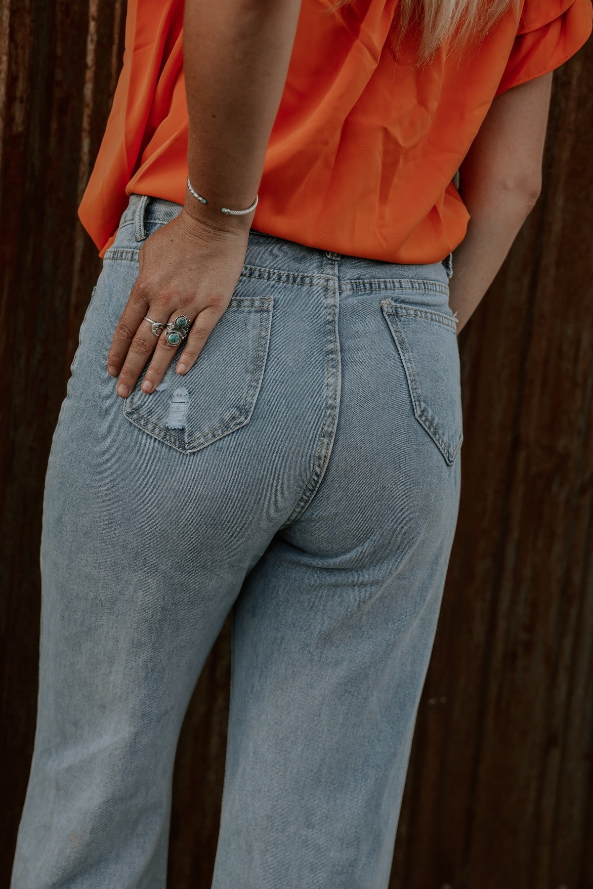 The Cali Ripped High Rise Wide Leg Jean