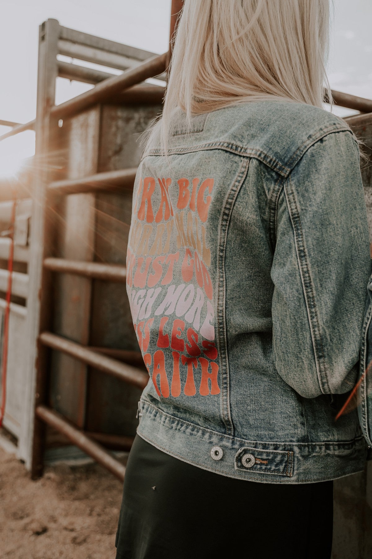 Colorful Its All About Prayers Denim Jacket