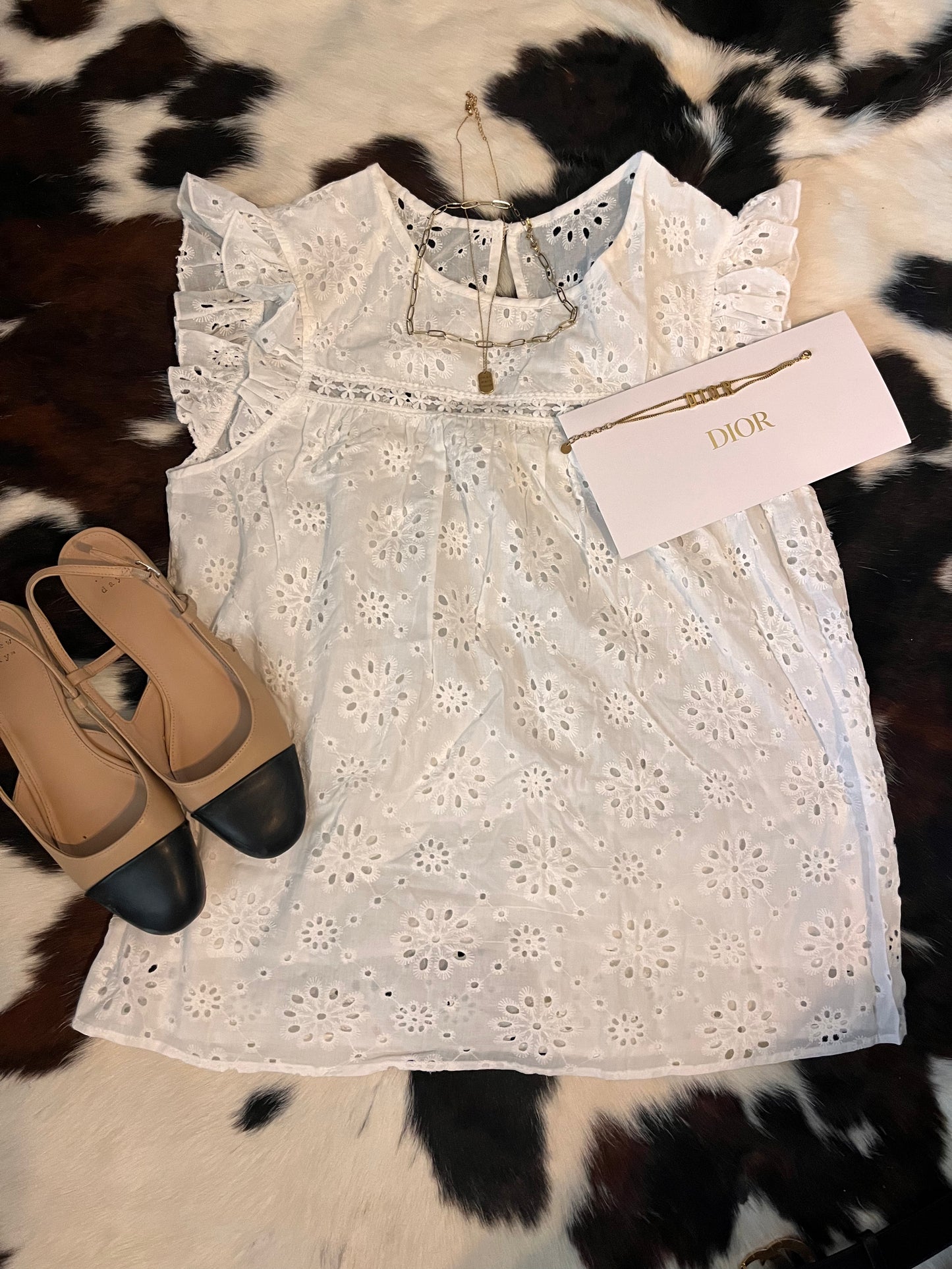 White Eyelit Top