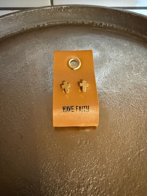 Have Faith Small Gold Cross Earrings
