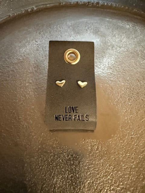 Small Gold Heart Stud Earrings Love never FAils