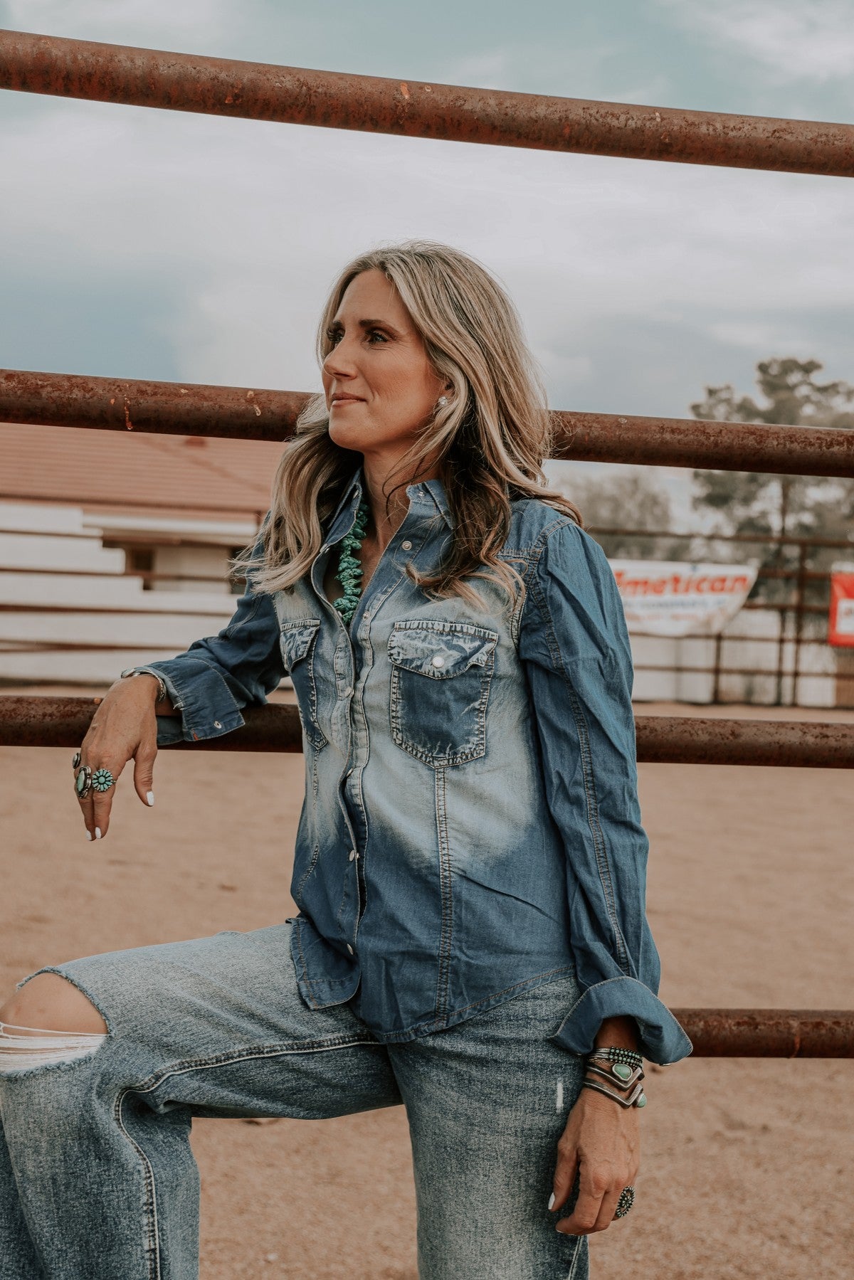 Washed Denim Vintage Long Sleeve Shirt