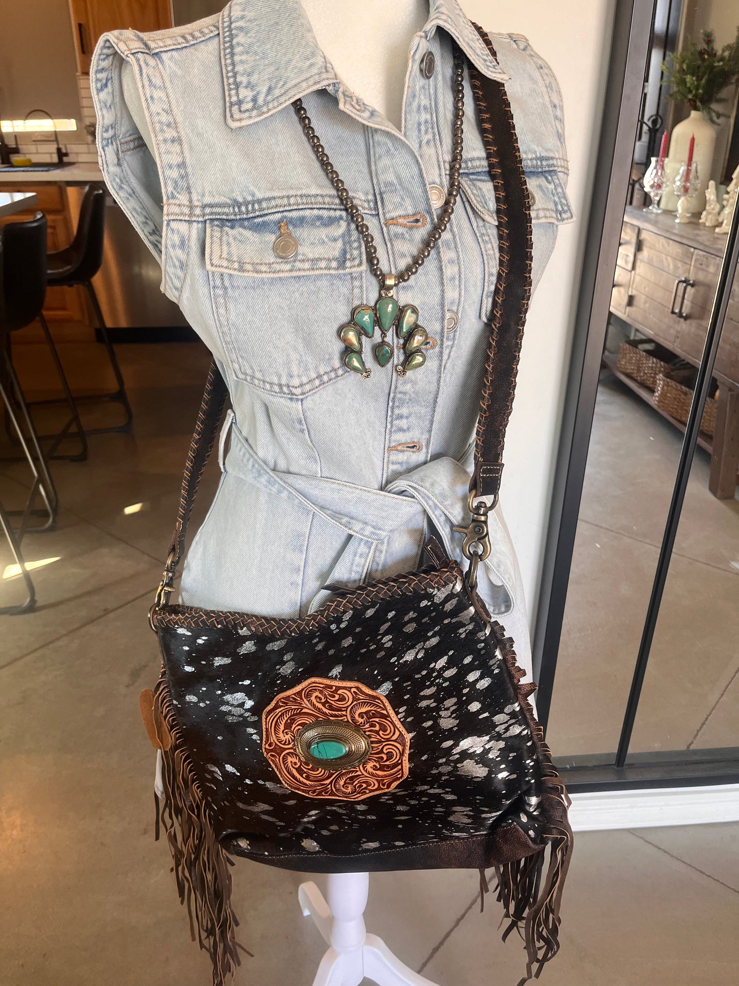 Valley Brook Hand Tooled Bag in Coal
