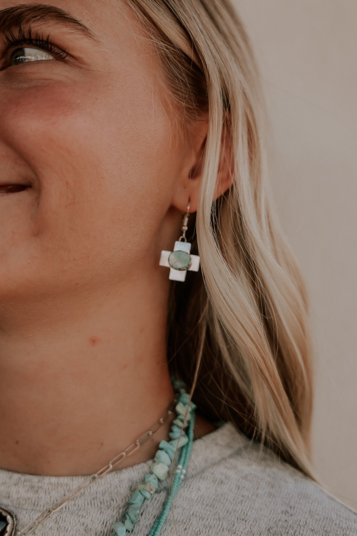 Authentic Cross, Silver & Turquoise Earrings