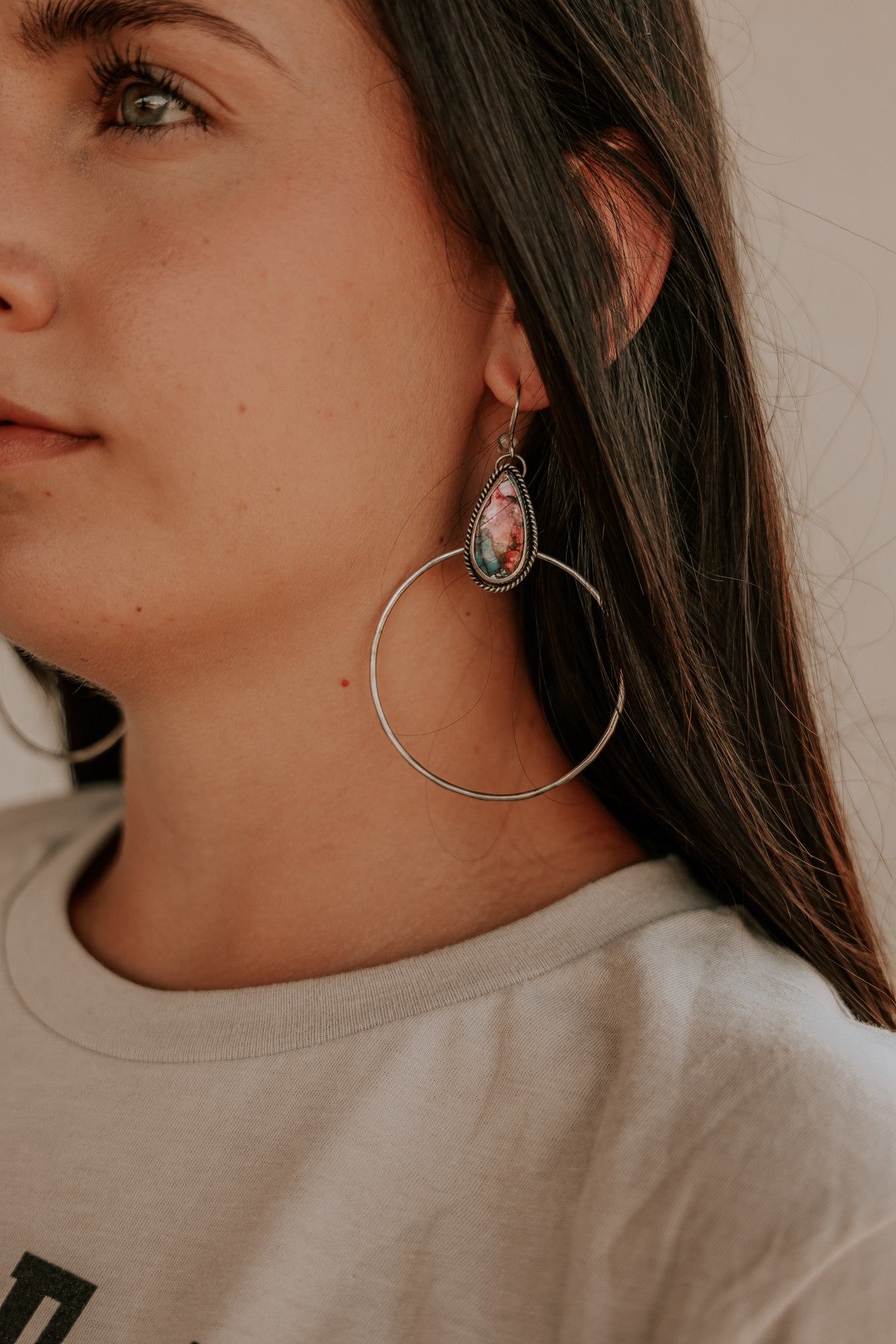 Authentic Pink Spiney Oyster Mohave Hoop Earrings