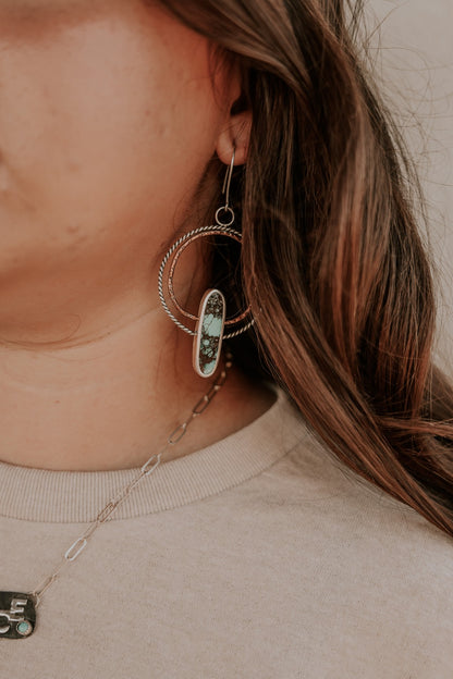 Authentic BIG SHOW HOOPS Turquoise Silver & Copper Earrings