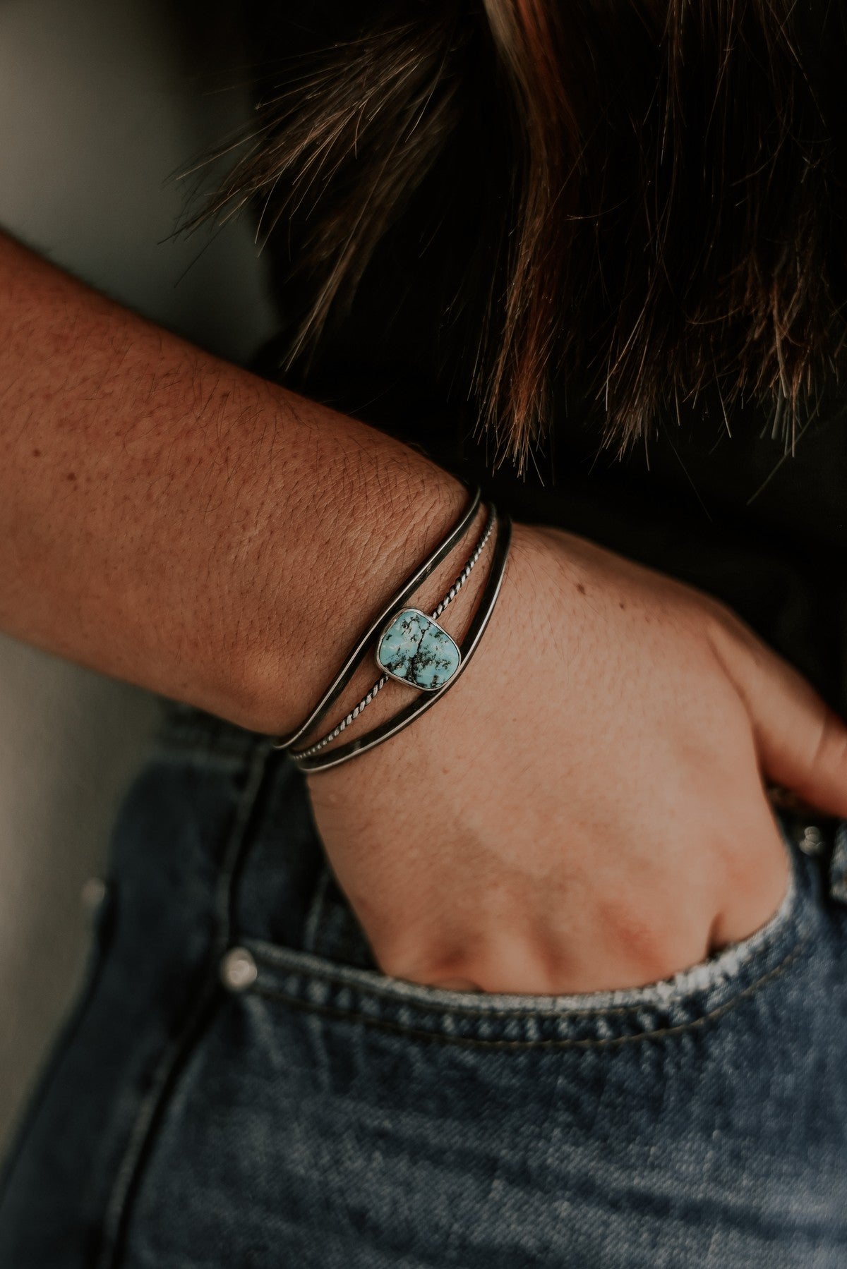 Authentic Sterling Silver & Sleeping Beauty Turquoise Cuff