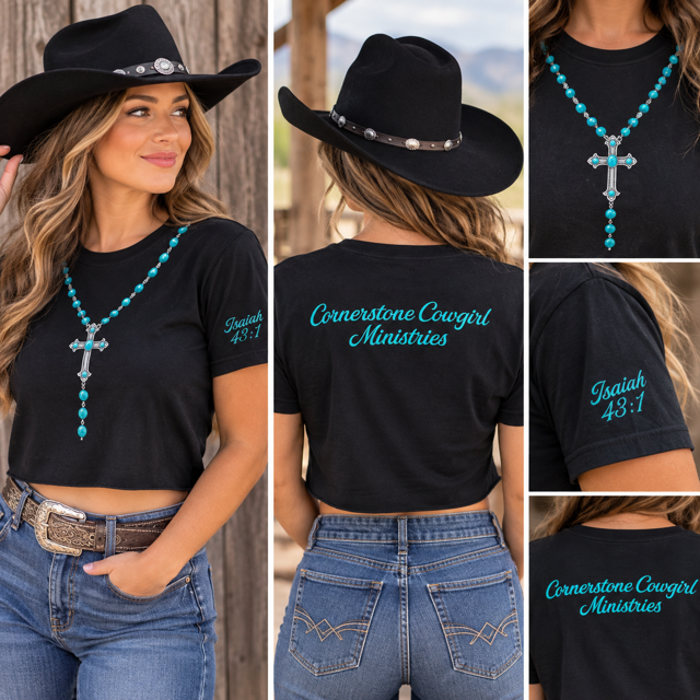 Cornerstone Cowgirl Turquoise Necklace Crop Tee