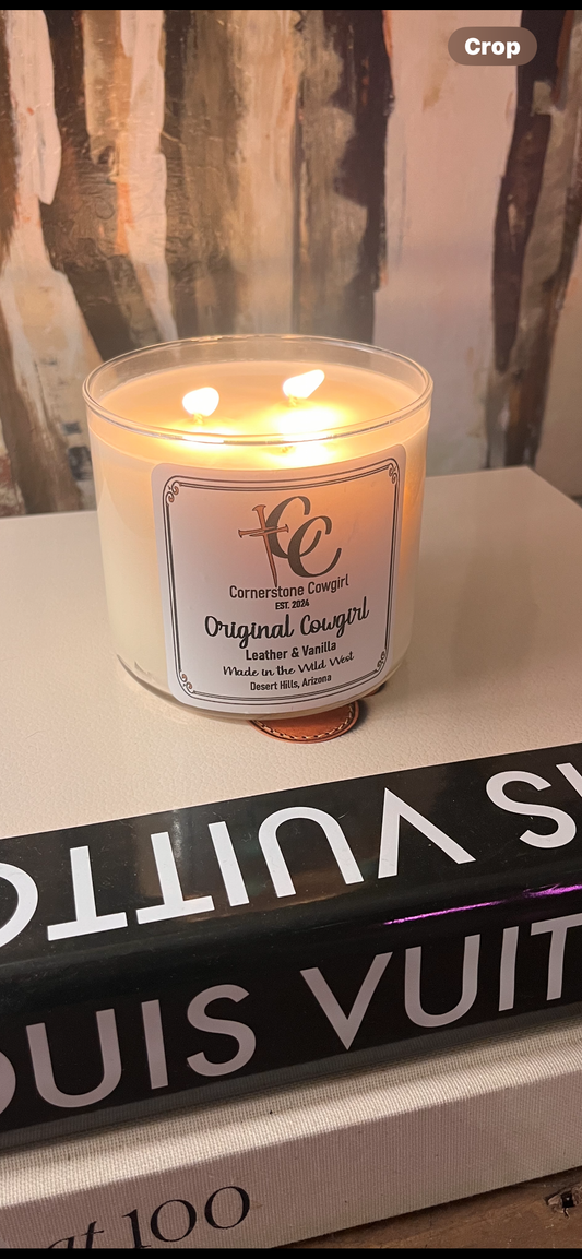 18oz Original Cowgirl Candle Leather & Vanilla Scented