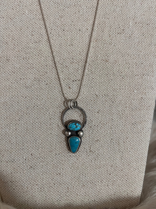 Authentic Sterling Silver & Kingman Turquoise Necklace