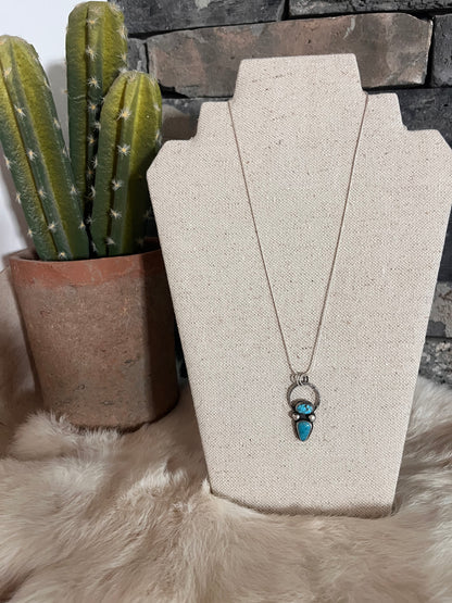 Authentic Sterling Silver & Kingman Turquoise Necklace