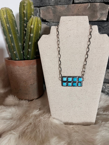 Authentic Sterling Silver & Blue Ridge Turquoise Bar Necklace