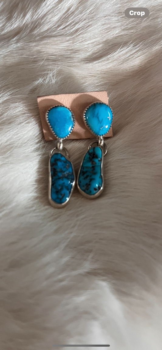 Authentic Silver & Sleeping Beauty Turquoise Dangle Earrings