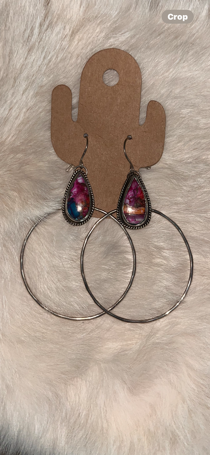 Authentic Pink Spiney Oyster Mohave Hoop Earrings