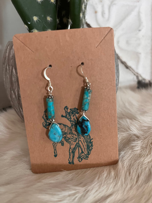 Authentic Turquoise Bar & Teardrop Earrings