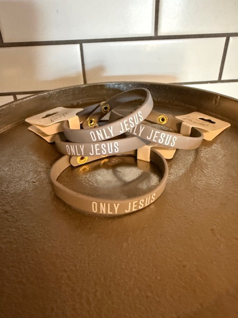 Only Jesus Grey Leather Bracelet