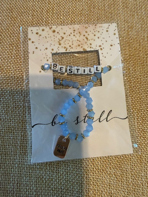 Be Still Word Bead Crystal Stretch Bracelet