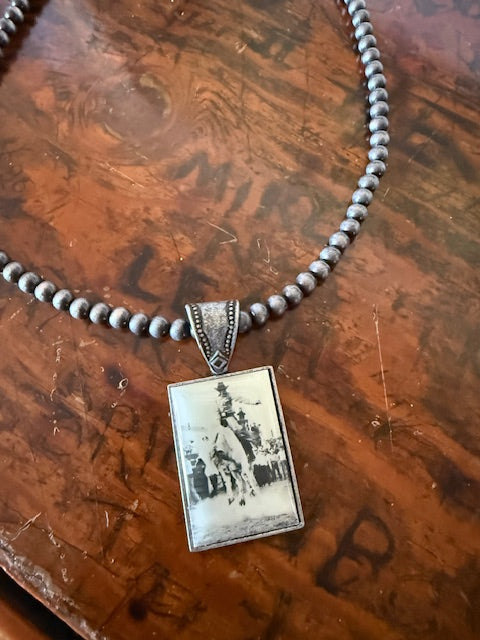 Bucking Bull Necklace on Navajo Beads