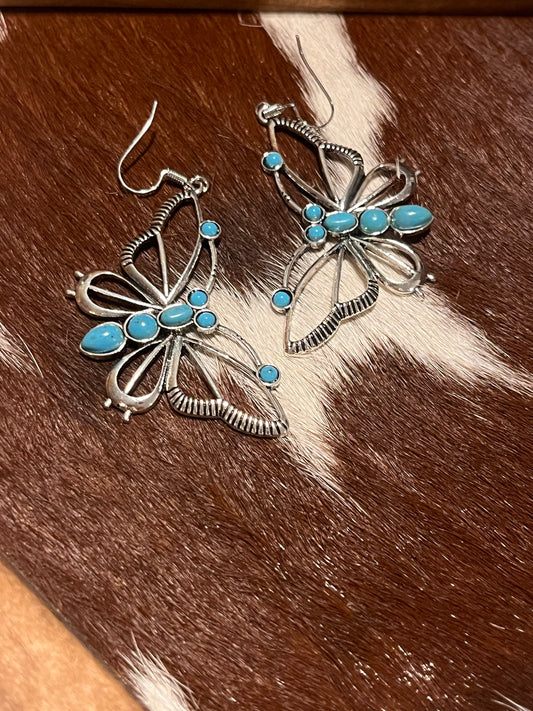 Butterfly & Turquoise Earrings