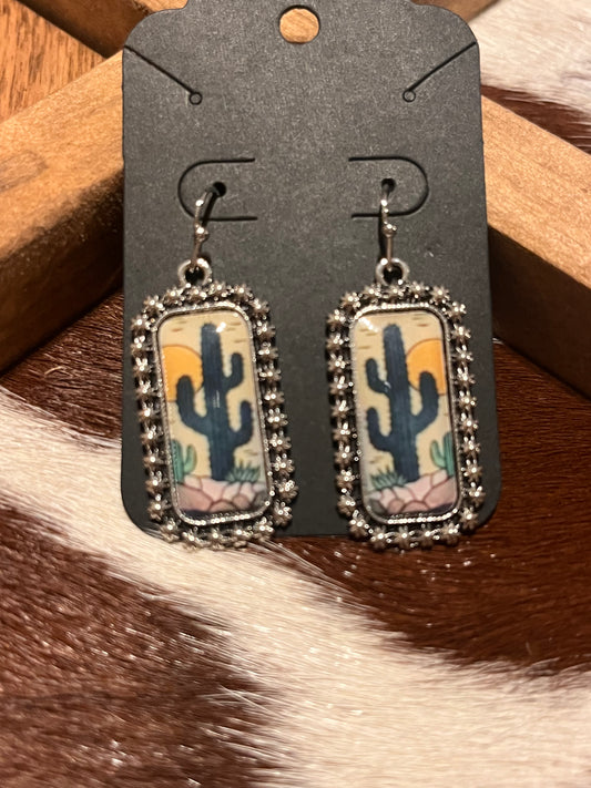 Square Cactus Earrings