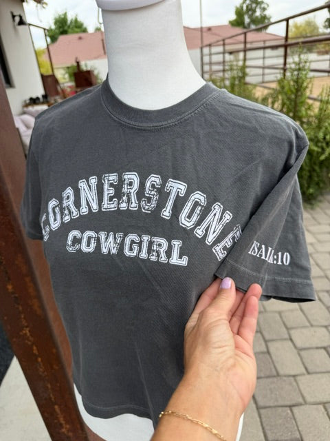 Grey Crop Cornerstone Cowgirl Tees