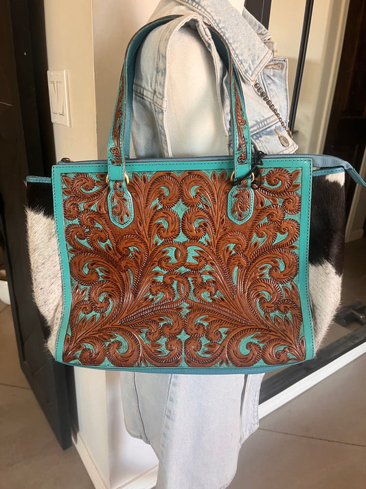 Calligan Mesa Hand Tooled Turquoise Bag