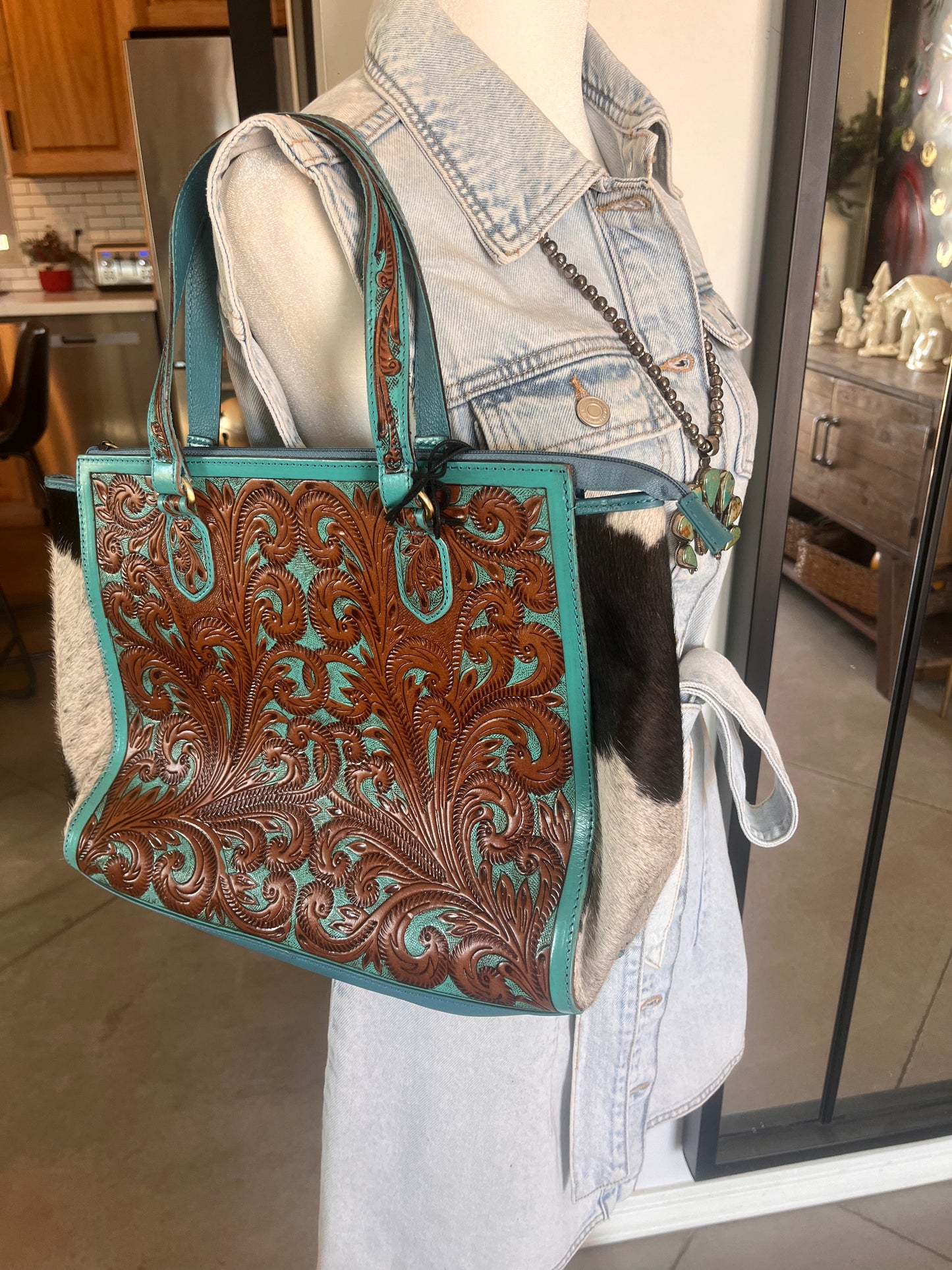 Calligan Mesa Hand Tooled Turquoise Bag