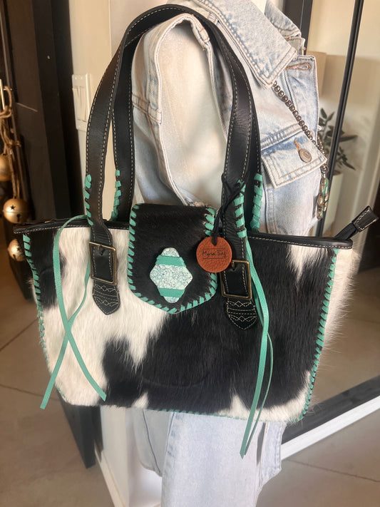 Vanita Canyon Leather and Black and White Cowhide Bag