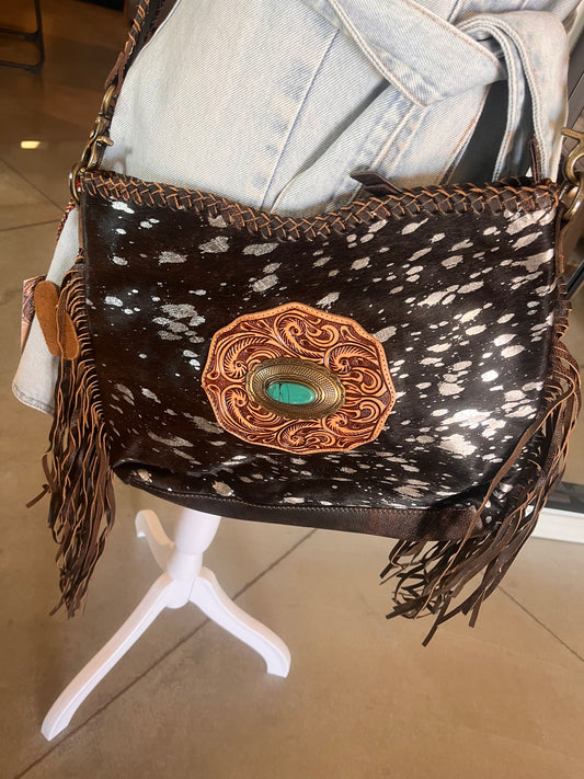 Valley Brook Hand Tooled Bag in Coal