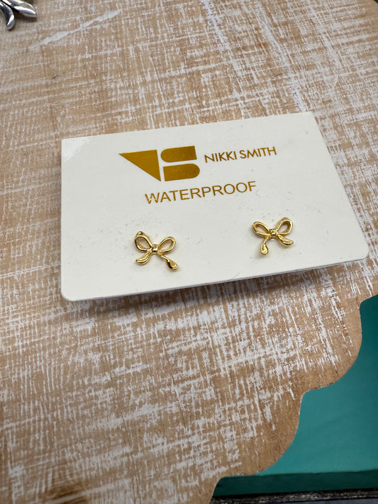Gold Bow Stud Earrings