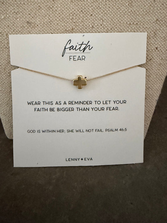 Gold faith over fear necklace