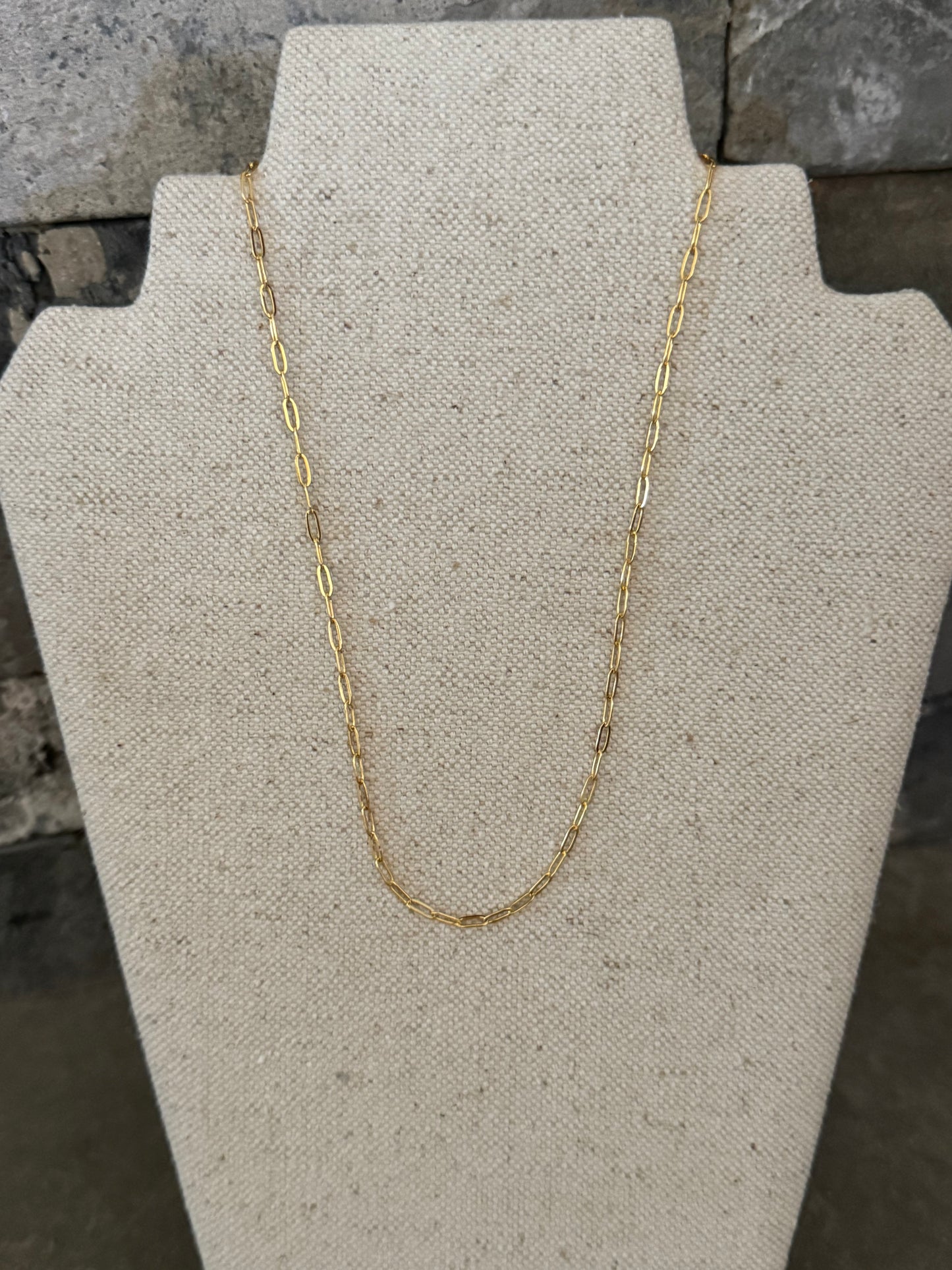 Small gold paperclip necklace