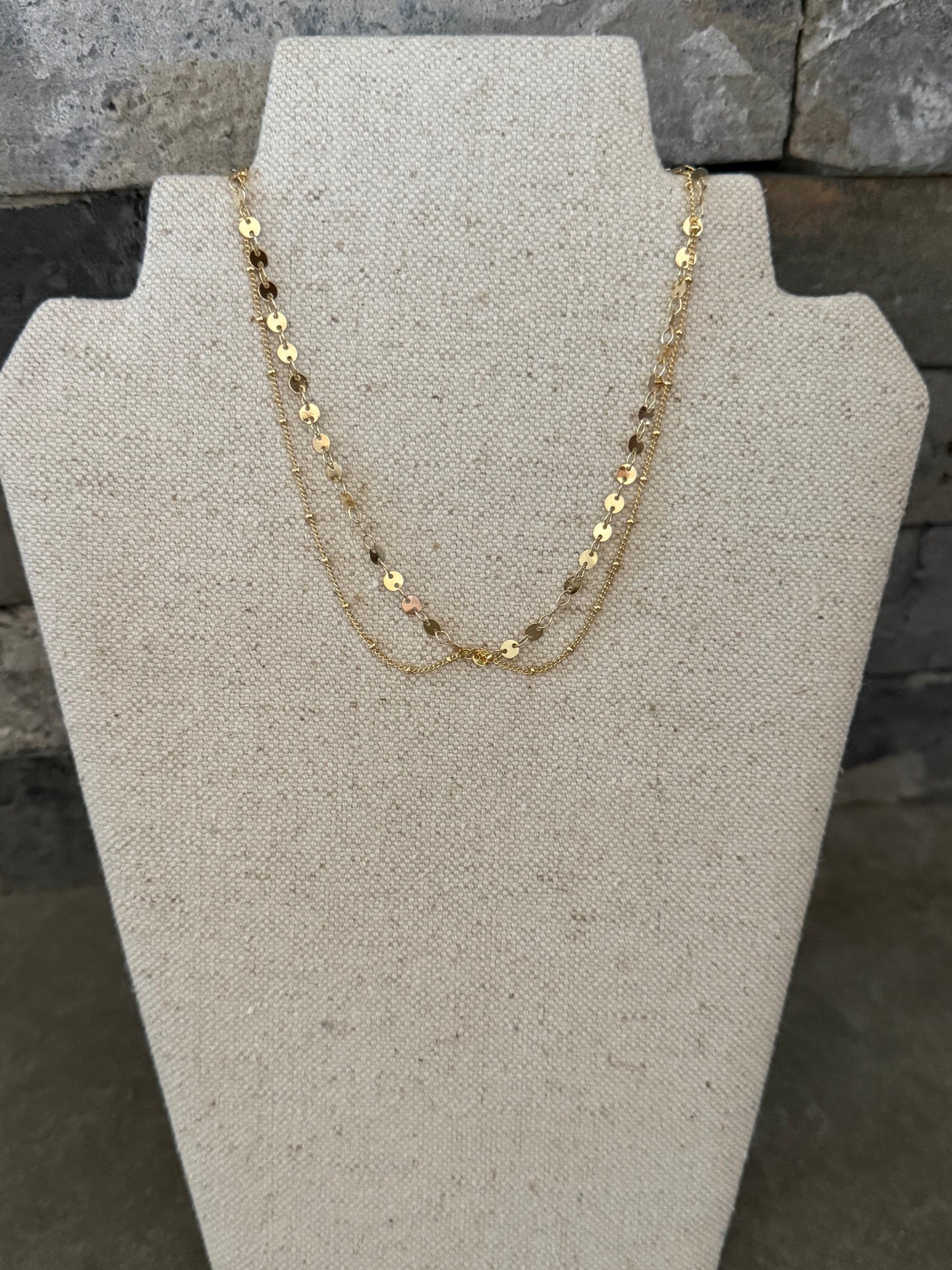 Gold 2 strand penny necklace
