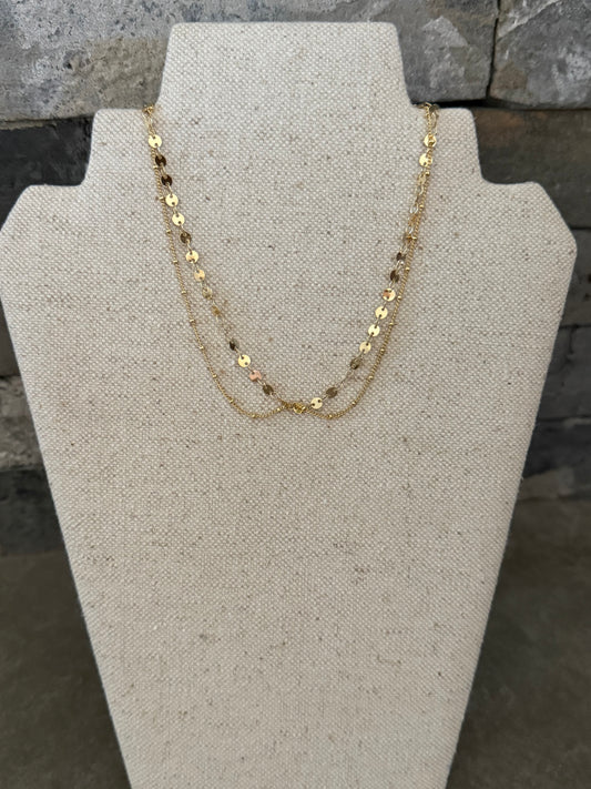 Gold 2 strand penny necklace