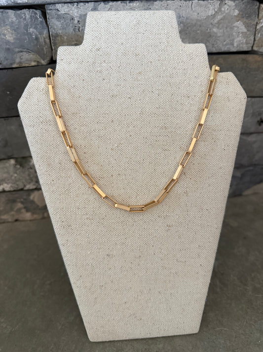 Gold Large Thick Paper Clip Necklace
