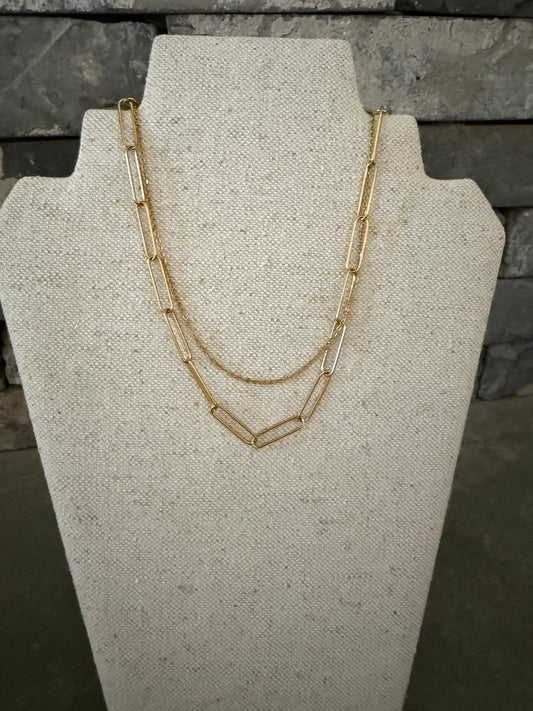 Gold Large Thin Paper Clip Necklace