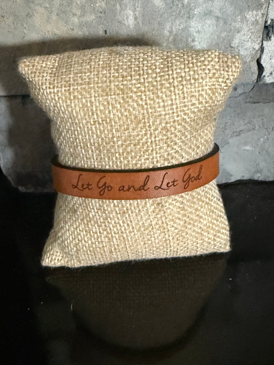 Let Go and Let God Leather Bracelet