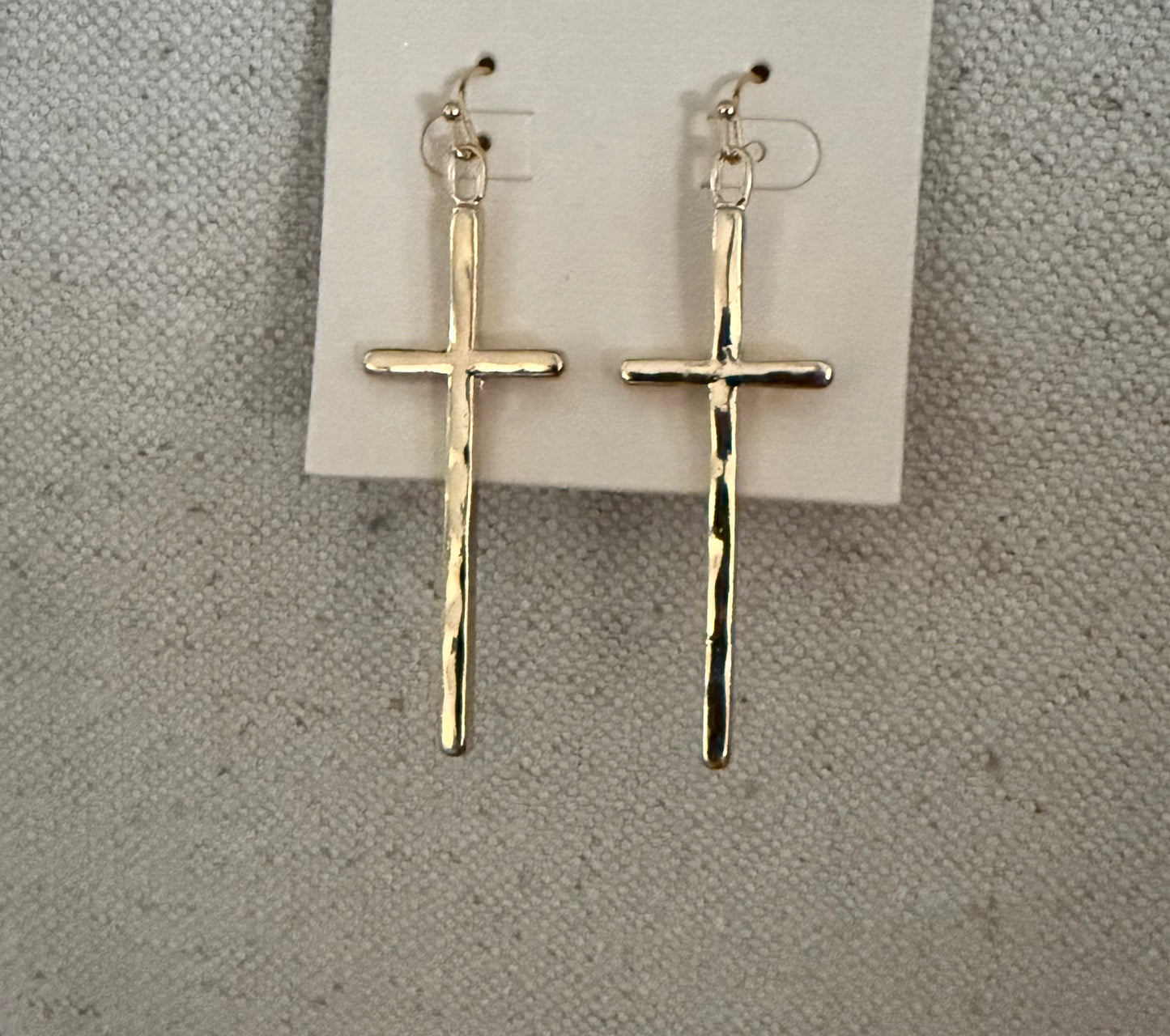 Gold Dangle Cross Earrings