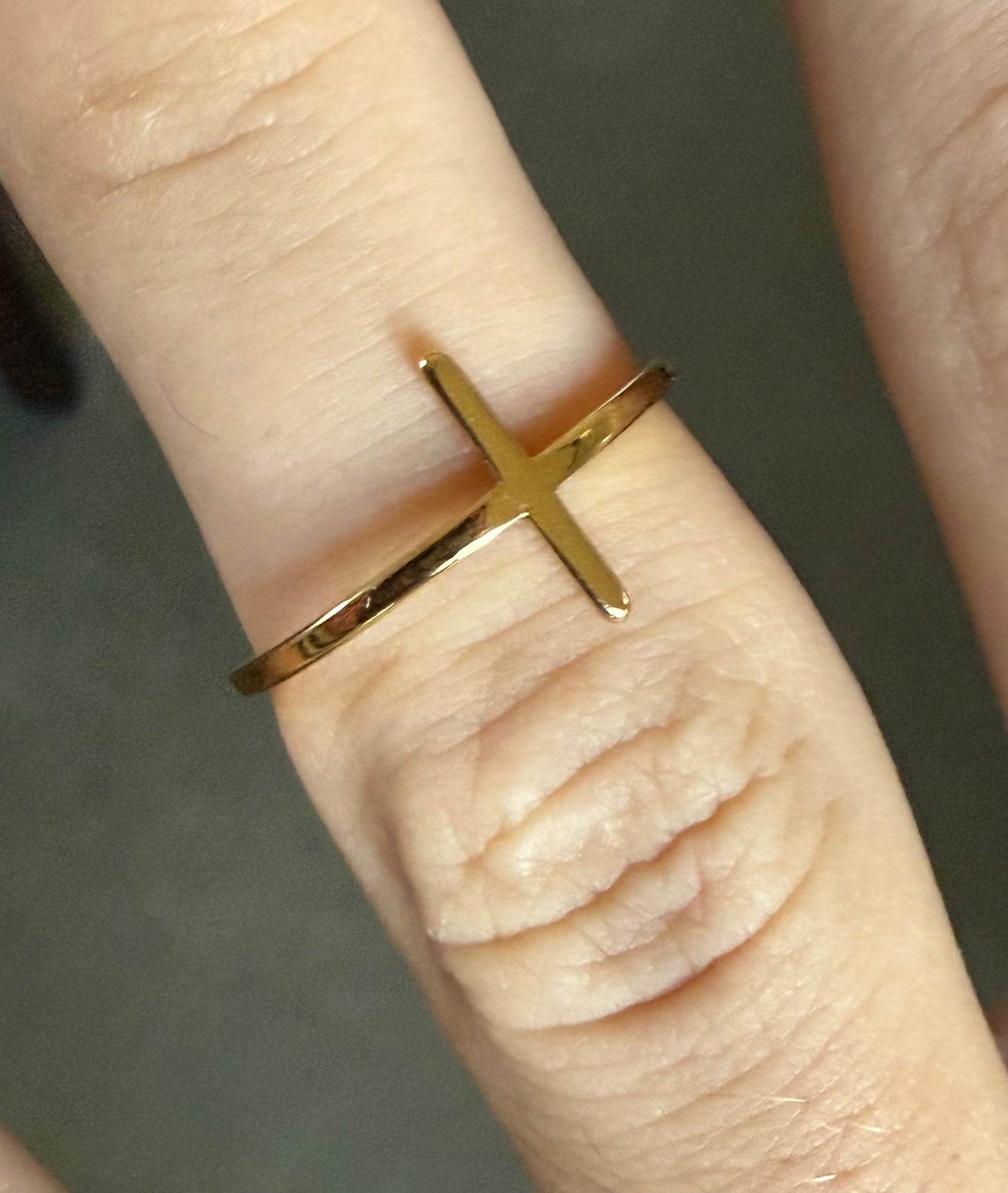 Gold Cross Side Ring