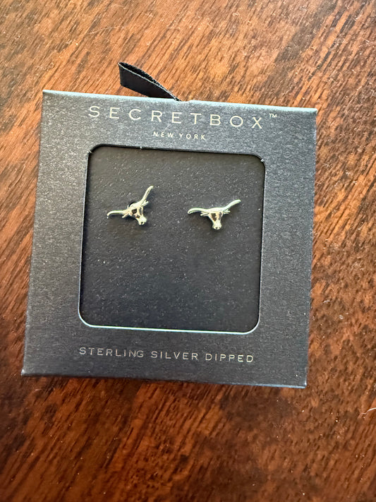 Silver Steer Head Stud Earrings