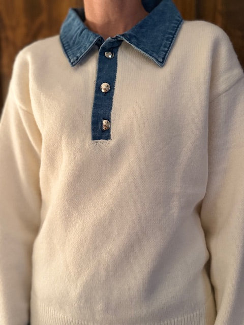 Cream and Denim Sweater