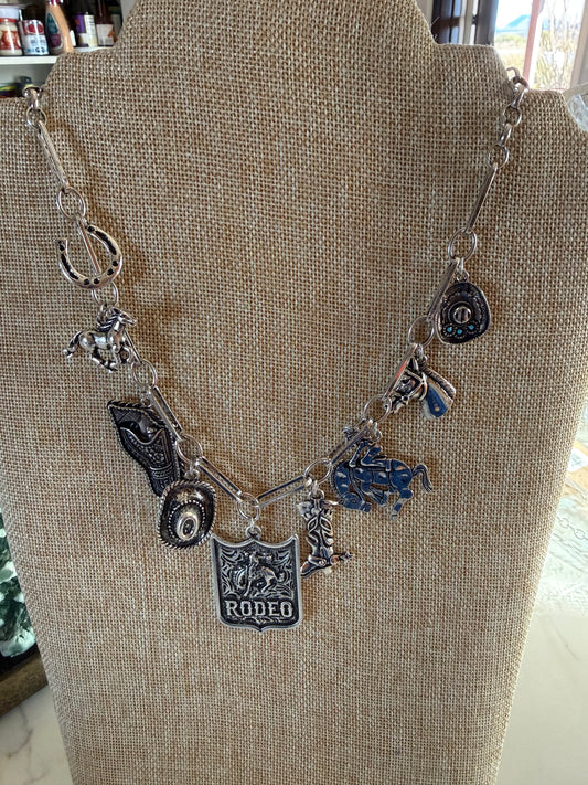 Large Rodeo Charm Silver Necklace