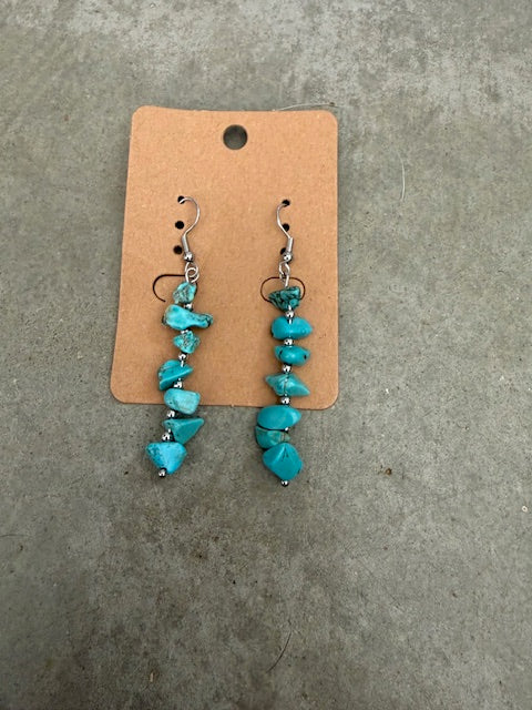 Authentic Turquoise stone and silver bead earrings